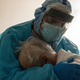 Dr. Joseph Varon comforting a covid-19 patient in Houston on Thanksgiving Day